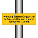 Warnung Verbrennungsgefahr an Spielgeräten durch starke Sonneneinstrahlung