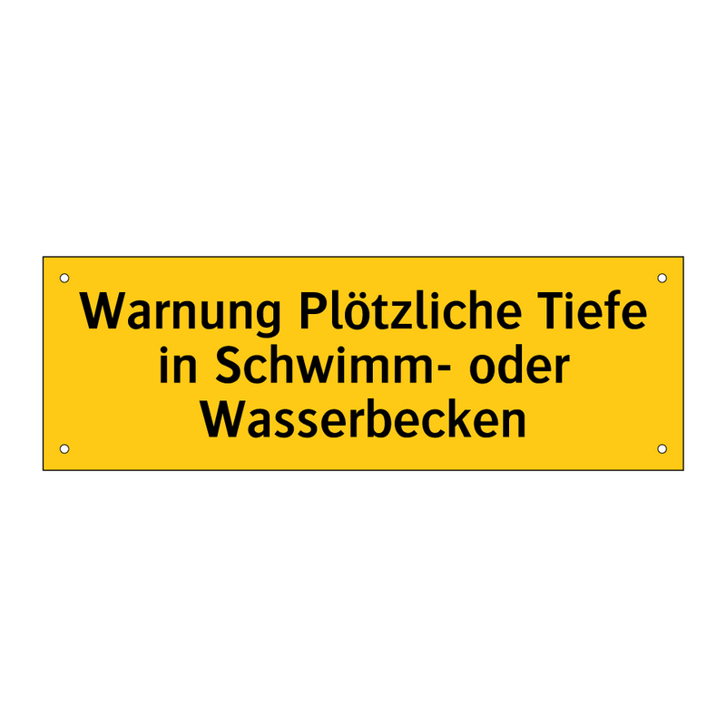 Warnung Plötzliche Tiefe in Schwimm- oder Wasserbecken