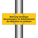 Warnung Unnötiges Herumlungern im Arbeitsbereich der Maschine ist verboten