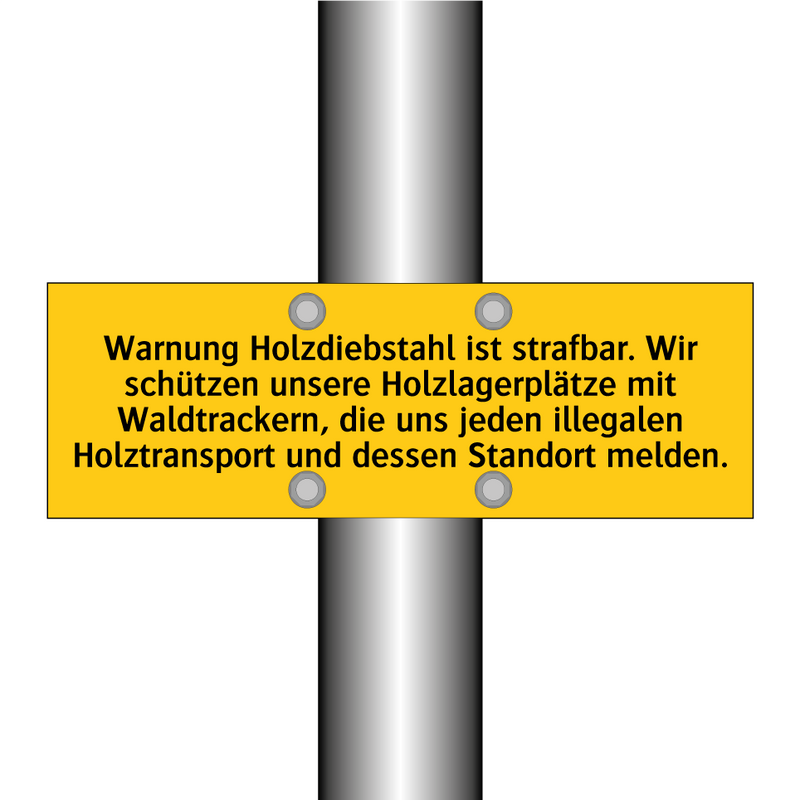 Warnung Holzdiebstahl ist strafbar. Wir schützen unsere Holzlagerplätze mit Waldtrackern, die uns jeden illegalen Holztransport und dessen Standort melden.