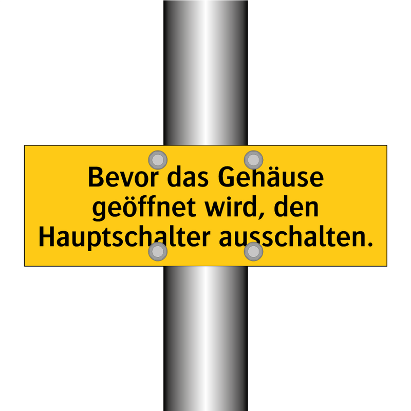 Bevor das Gehäuse geöffnet wird, den Hauptschalter ausschalten.