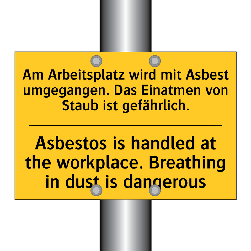 Am Arbeitsplatz wird mit Asbest /.../ - Asbestos is handled at the workplace. /.../