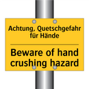 Achtung, Quetschgefahr für Hände/.../ - Beware of hand crushing hazard