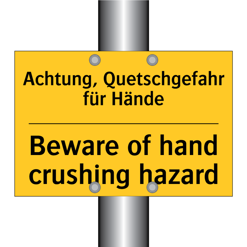 Achtung, Quetschgefahr für Hände/.../ - Beware of hand crushing hazard