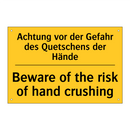 Achtung vor der Gefahr des Quetschens /.../ - Beware of the risk of hand crushing/.../