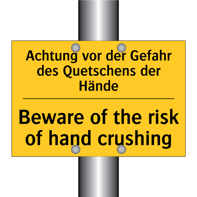 Achtung vor der Gefahr des Quetschens /.../ - Beware of the risk of hand crushing/.../