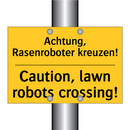Achtung, Rasenroboter kreuzen! - Caution, lawn robots crossing!