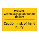 Vorsicht, Verletzungsgefahr für /.../ - Caution, risk of hand injury!