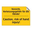 Vorsicht, Verletzungsgefahr für /.../ - Caution, risk of hand injury!