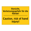 Vorsicht, Verletzungsgefahr für /.../ - Caution, risk of hand injury!