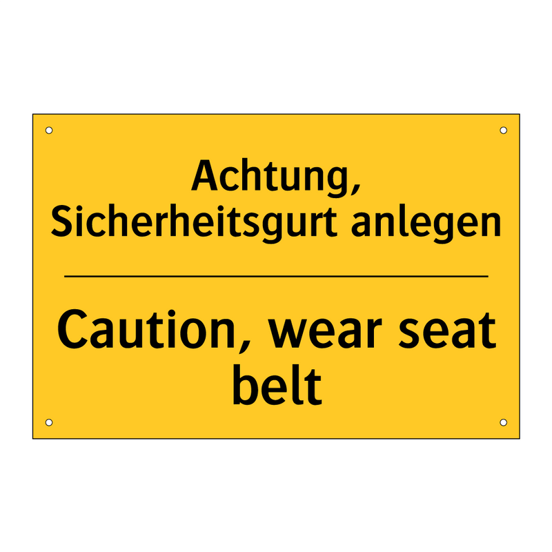 Achtung, Sicherheitsgurt anlegen/.../ - Caution, wear seat belt