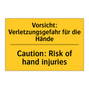 Vorsicht: Verletzungsgefahr für /.../ - Caution: Risk of hand injuries