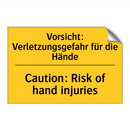 Vorsicht: Verletzungsgefahr für /.../ - Caution: Risk of hand injuries