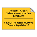 Achtung! Asbest Sicherheitsvorschriften /.../ - Caution! Asbestos Observe Safety /.../