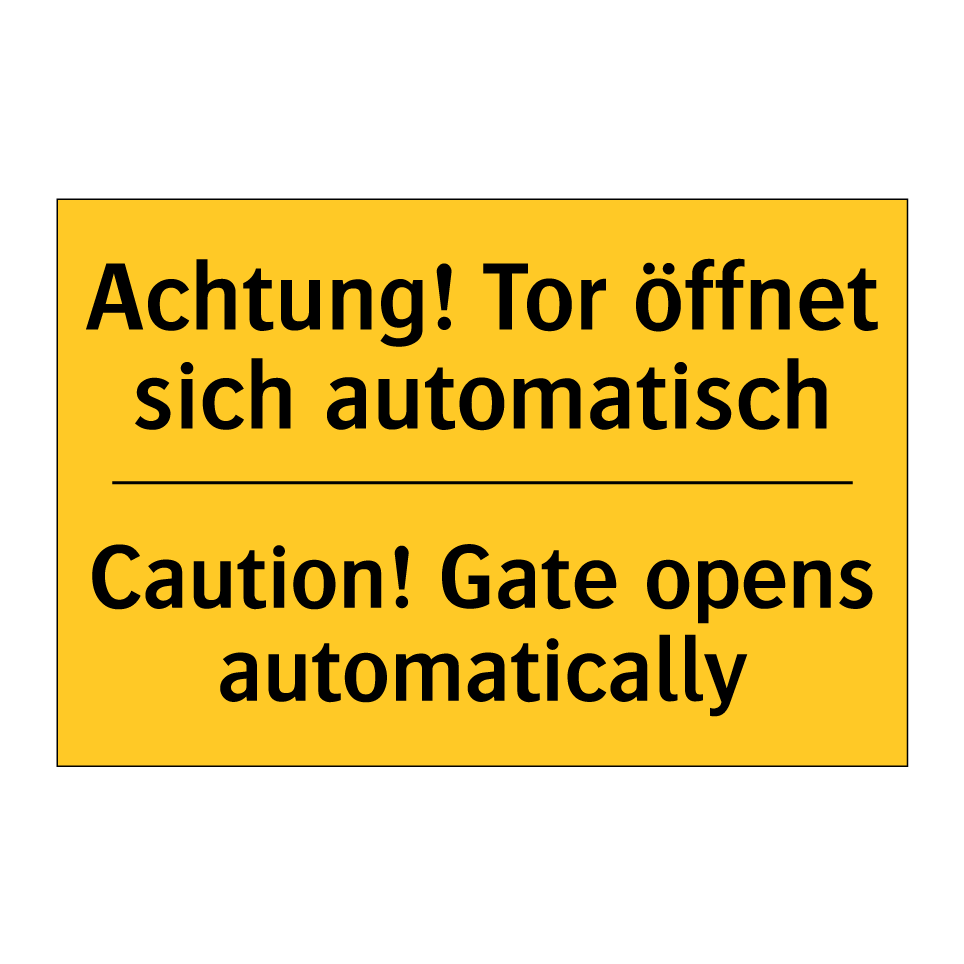 Schütz Hinweisschild "Achtung Tor öffnet Automatisch" 100 X 100 Mm