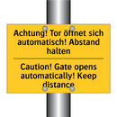 Achtung! Tor öffnet sich automatisch! /.../ - Caution! Gate opens automatically! /.../