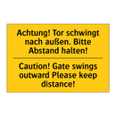 Achtung! Tor schwingt nach außen. /.../ - Caution! Gate swings outward Please /.../