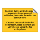 Vorsicht! Bei Feuer im Heizraum /.../ - Caution! In case of fire in the /.../