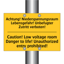 Achtung! Niederspannungsraum Lebensgefahr! /.../ - Caution! Low voltage room Danger /.../