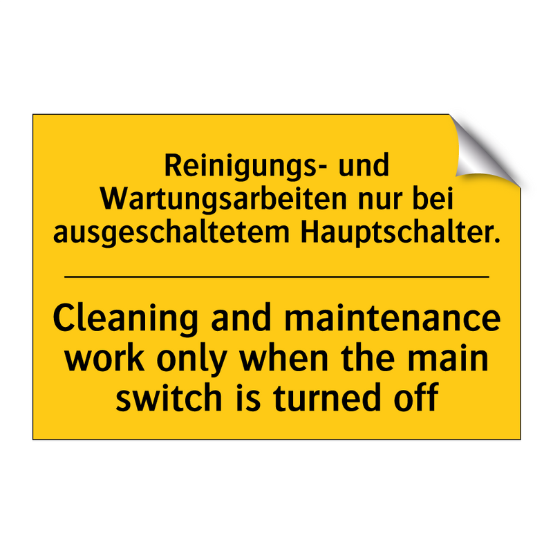 Reinigungs- und Wartungsarbeiten /.../ - Cleaning and maintenance work /.../
