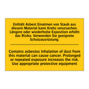 Enthält Asbest Einatmen von Staub /.../ - Contains asbestos Inhalation of /.../