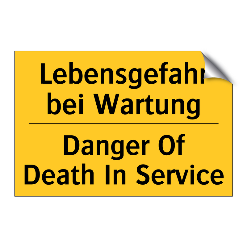 Lebensgefahr bei Wartung - Danger Of Death In Service
