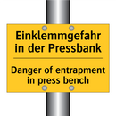 Einklemmgefahr in der Pressbank/.../ - Danger of entrapment in press /.../