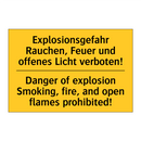 Explosionsgefahr Rauchen, Feuer /.../ - Danger of explosion Smoking, fire, /.../