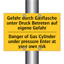 Gefahr durch Gasflasche unter /.../ - Danger of Gas Cylinder under pressure /.../