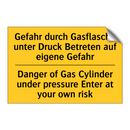 Gefahr durch Gasflasche unter /.../ - Danger of Gas Cylinder under pressure /.../
