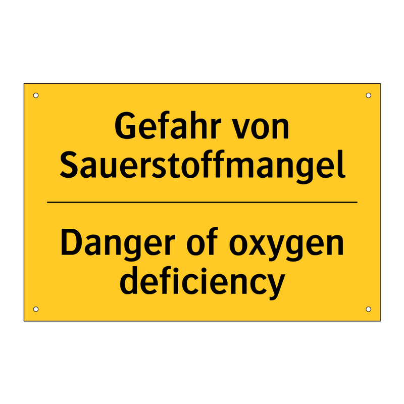 Gefahr von Sauerstoffmangel - Danger of oxygen deficiency