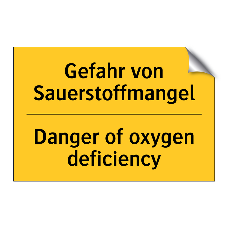 Gefahr von Sauerstoffmangel - Danger of oxygen deficiency