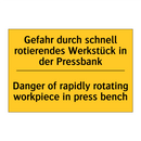 Gefahr durch schnell rotierendes /.../ - Danger of rapidly rotating workpiece /.../