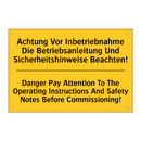 Achtung Vor Inbetriebnahme Die /.../ - Danger Pay Attention To The Operating /.../