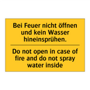 Bei Feuer nicht öffnen und kein /.../ - Do not open in case of fire and /.../