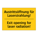 Austrittsöffnung für Laserstrahlung!/.../ - Exit opening for laser radiation!/.../