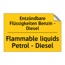 Entzündbare Flüssigkeiten Benzin /.../ - Flammable liquids Petrol - Diesel/.../