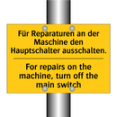 Für Reparaturen an der Maschine /.../ - For repairs on the machine, turn /.../