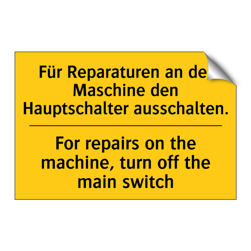 Für Reparaturen an der Maschine /.../ - For repairs on the machine, turn /.../