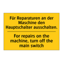 Für Reparaturen an der Maschine /.../ - For repairs on the machine, turn /.../