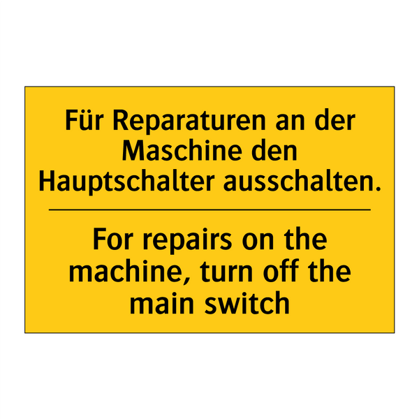 Für Reparaturen an der Maschine /.../ - For repairs on the machine, turn /.../