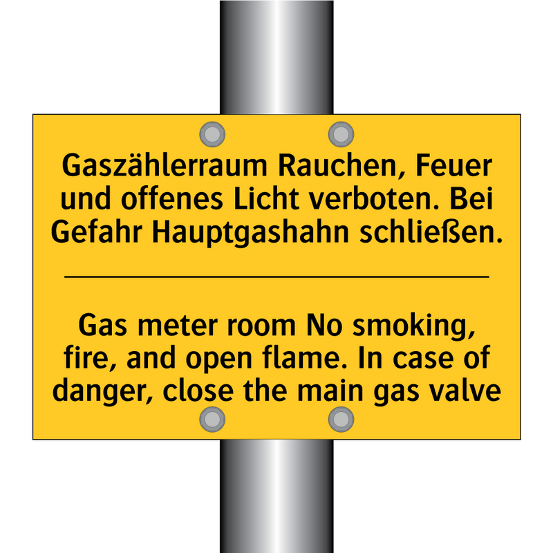 Gaszählerraum Rauchen, Feuer und /.../ - Gas meter room No smoking, fire, /.../
