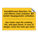 Gaszählerraum Rauchen, Feuer und /.../ - Gas meter room No smoking, fire, /.../