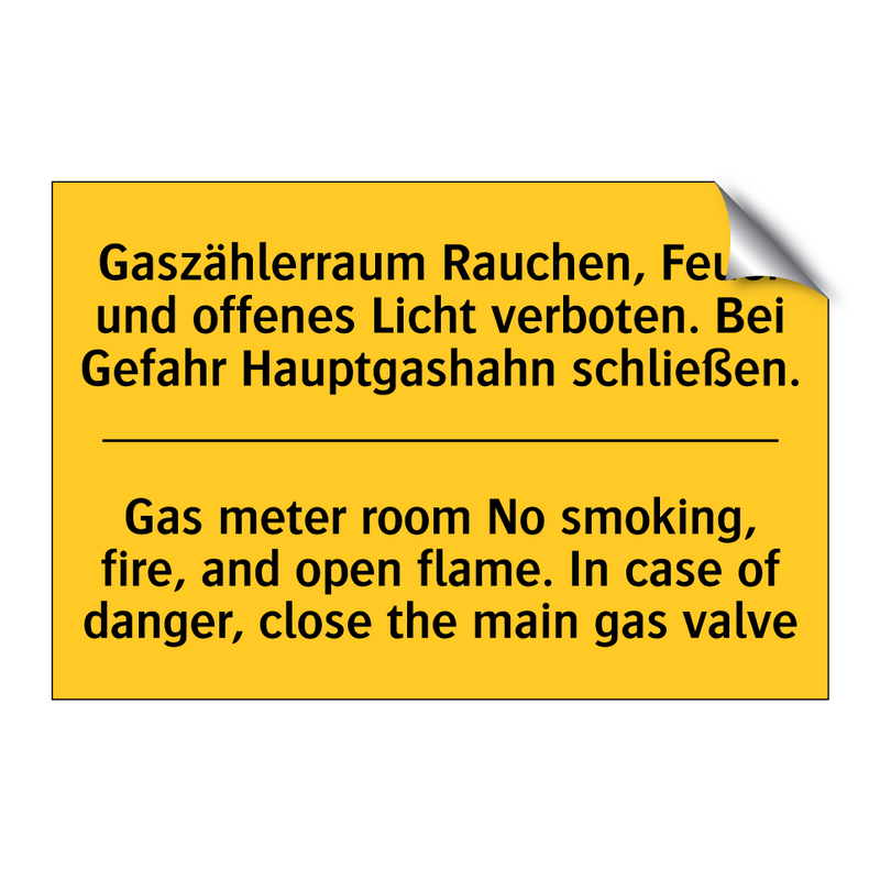 Gaszählerraum Rauchen, Feuer und /.../ - Gas meter room No smoking, fire, /.../