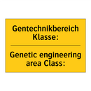 Gentechnikbereich Klasse: - Genetic engineering area Class:/.../