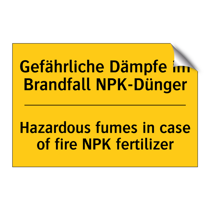 Gefährliche Dämpfe im Brandfall /.../ - Hazardous fumes in case of fire /.../