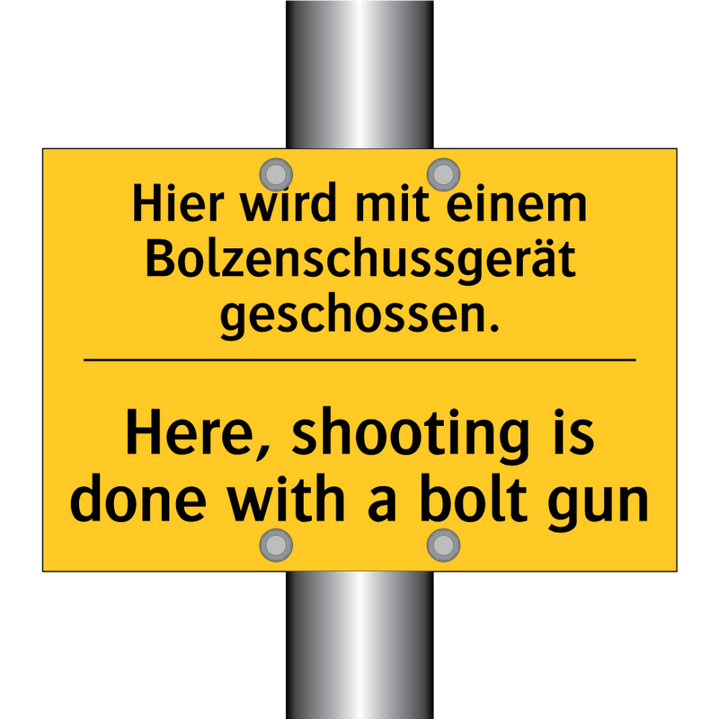 Hier wird mit einem Bolzenschussgerät /.../ - Here, shooting is done with a /.../
