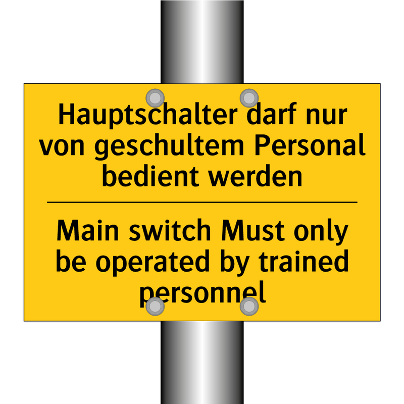 Hauptschalter darf nur von geschultem /.../ - Main switch Must only be operated /.../