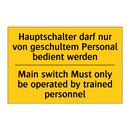Hauptschalter darf nur von geschultem /.../ - Main switch Must only be operated /.../