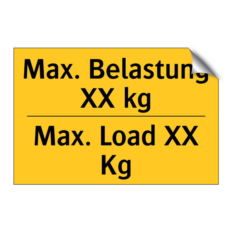 Max. Belastung XX kg - Max. Load XX Kg